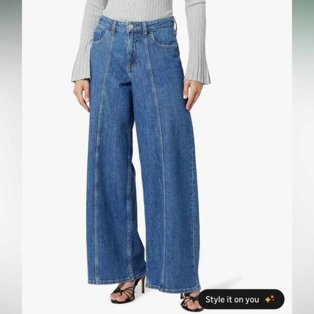 Wide-Leg Blue Jeans 38 waist women DR13